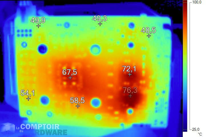 Image infrarouge de la Gainward GTX 1660 Pegasus OC en charge