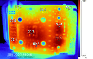 Image infrarouge de la Palit GTX 1660 Ti StormX en charge [cliquer pour agrandir]
