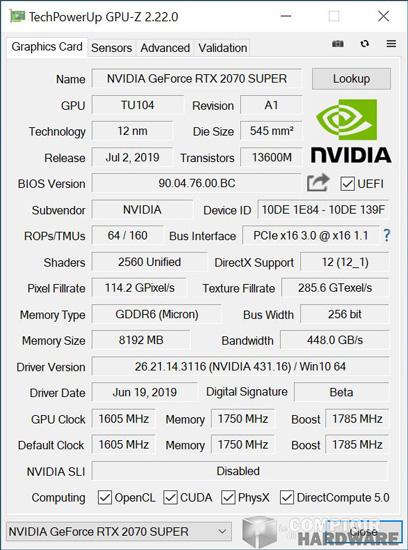 inno3d rtx 2070 super twin x2 gpuz