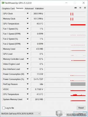 inno3d rtx 2070 super twin x2 - sondes gpu-z au repos [cliquer pour agrandir]