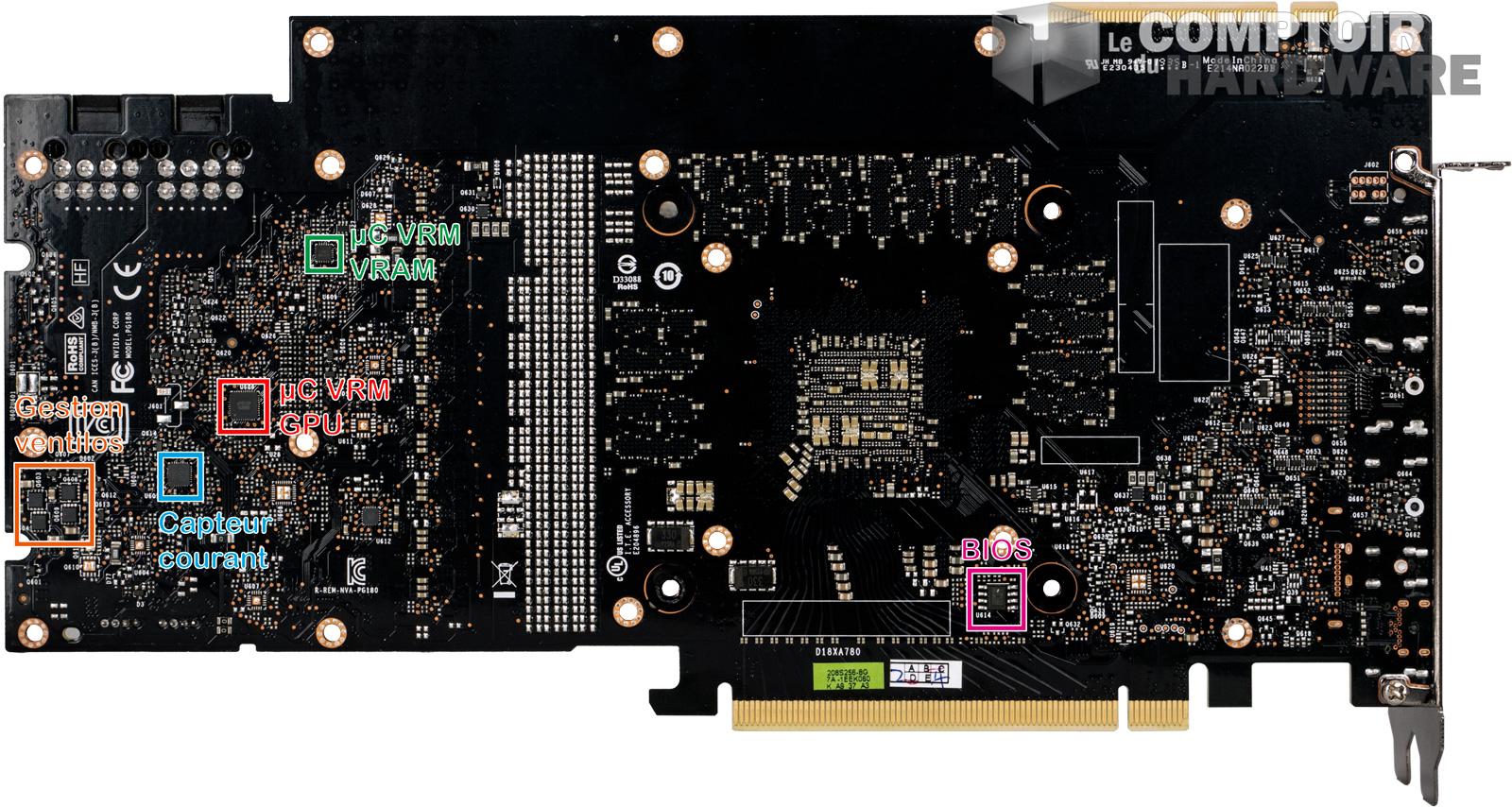 inno3d rtx 2080 super gaming oc x2 - vue face arrière du pcb