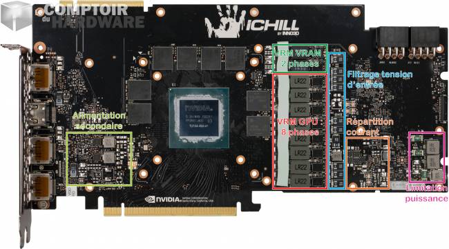 inno3d rtx 2080 super gaming oc x2 - vue face avant du pcb [cliquer pour agrandir]