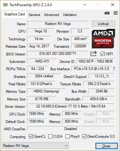 GPU-Z RX VEGA56