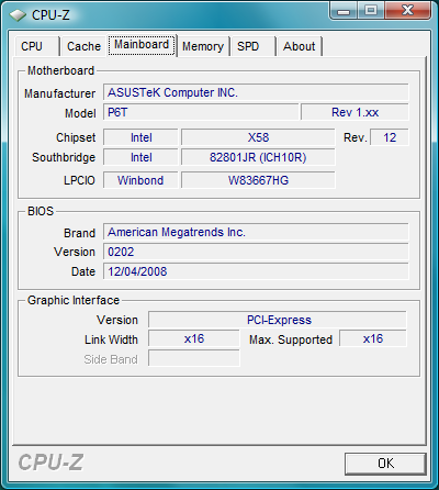 Comparatif cartes mères X58 screen CPUZ Asus P6T