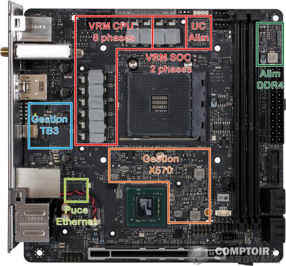 asrock phantom gaming itx - vue détaillée du pcb [cliquer pour agrandir]