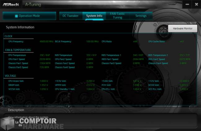 asrock z490 taichi - applications : monitoring [cliquer pour agrandir]