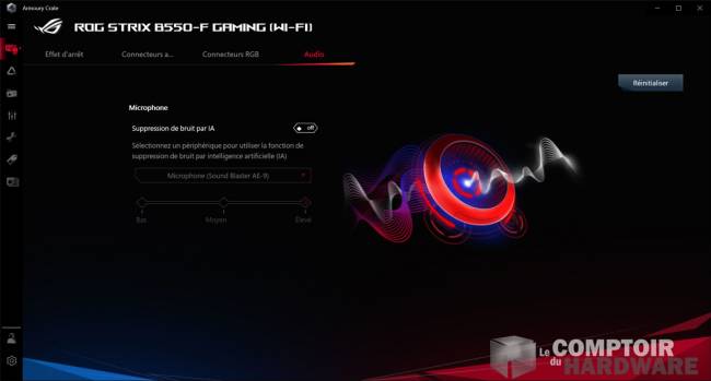 asus rog strix b550-f - applications : noise cancelling [cliquer pour agrandir]