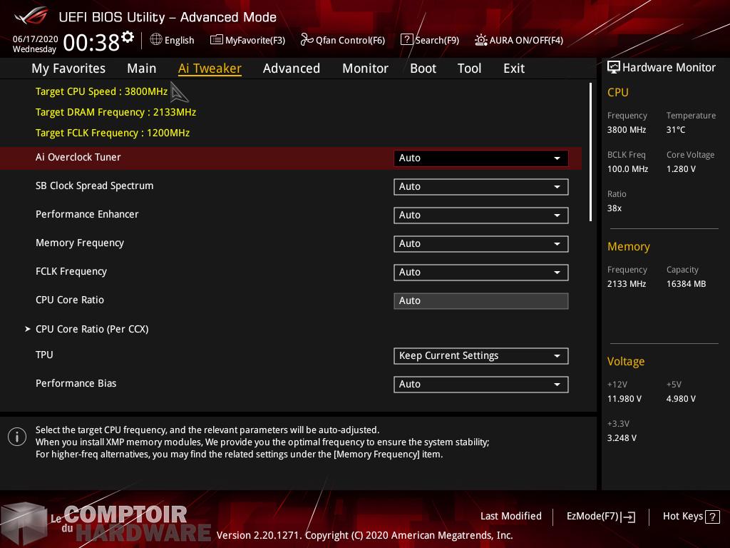 asus rog strix b550-f - bios en mode avancé