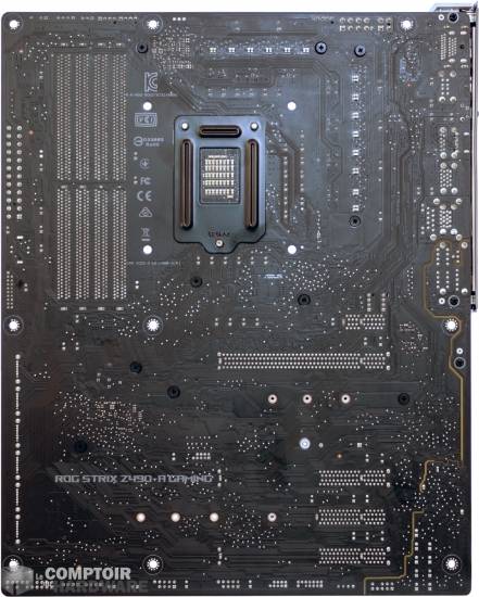 asus rog strix z490 a - vue détaillée du pcb : derrière [cliquer pour agrandir]