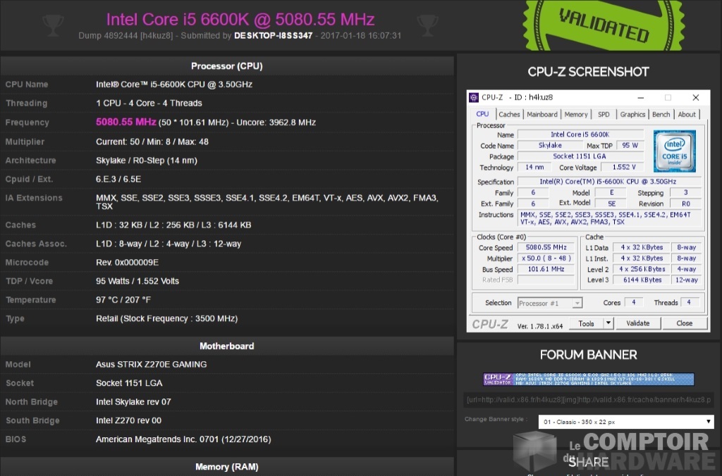 Validation CPU-Z @5080.55 MHz