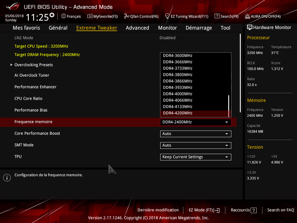 UEFI : Extreme Tweaker Ratio DDR4 coefficients DDR4