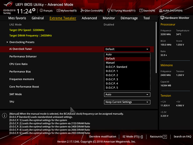 UEFI : Extreme Tweaker OC Tuner [cliquer pour agrandir]