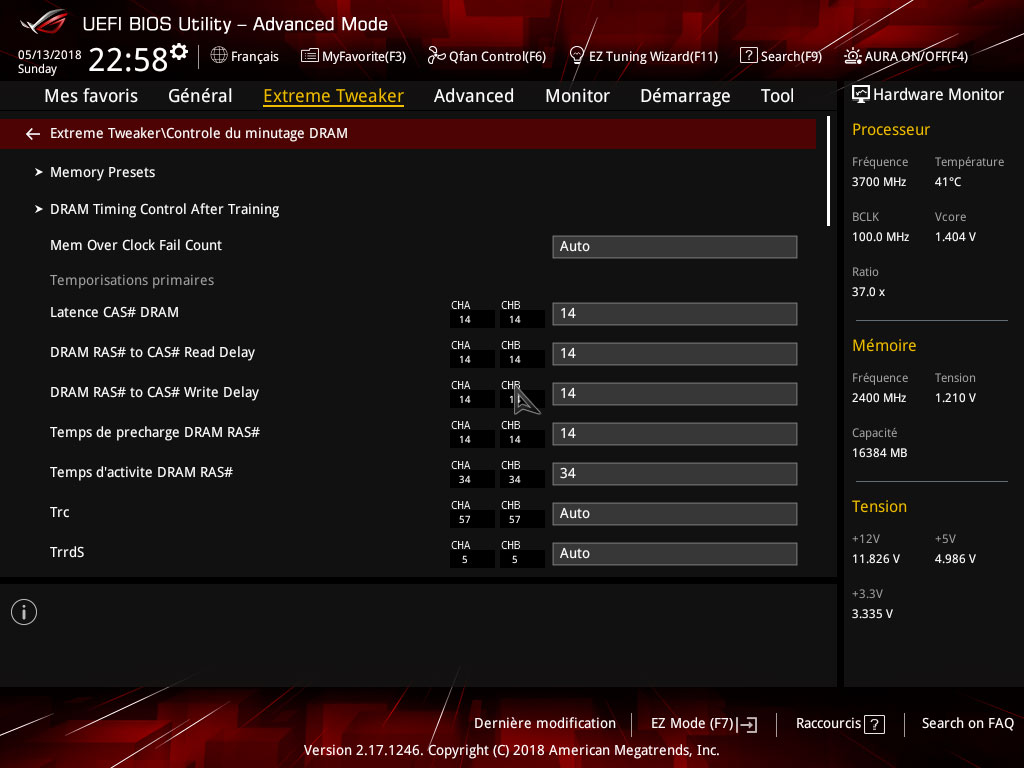 UEFI : Extreme Tweaker Timings