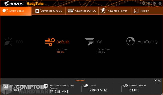 gigabyte aorus b550 pro - applications : easytune [cliquer pour agrandir]