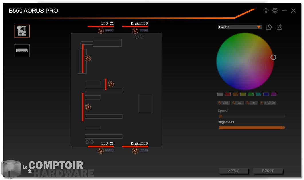 gigabyte aorus b550 pro - applications : rgb fusion