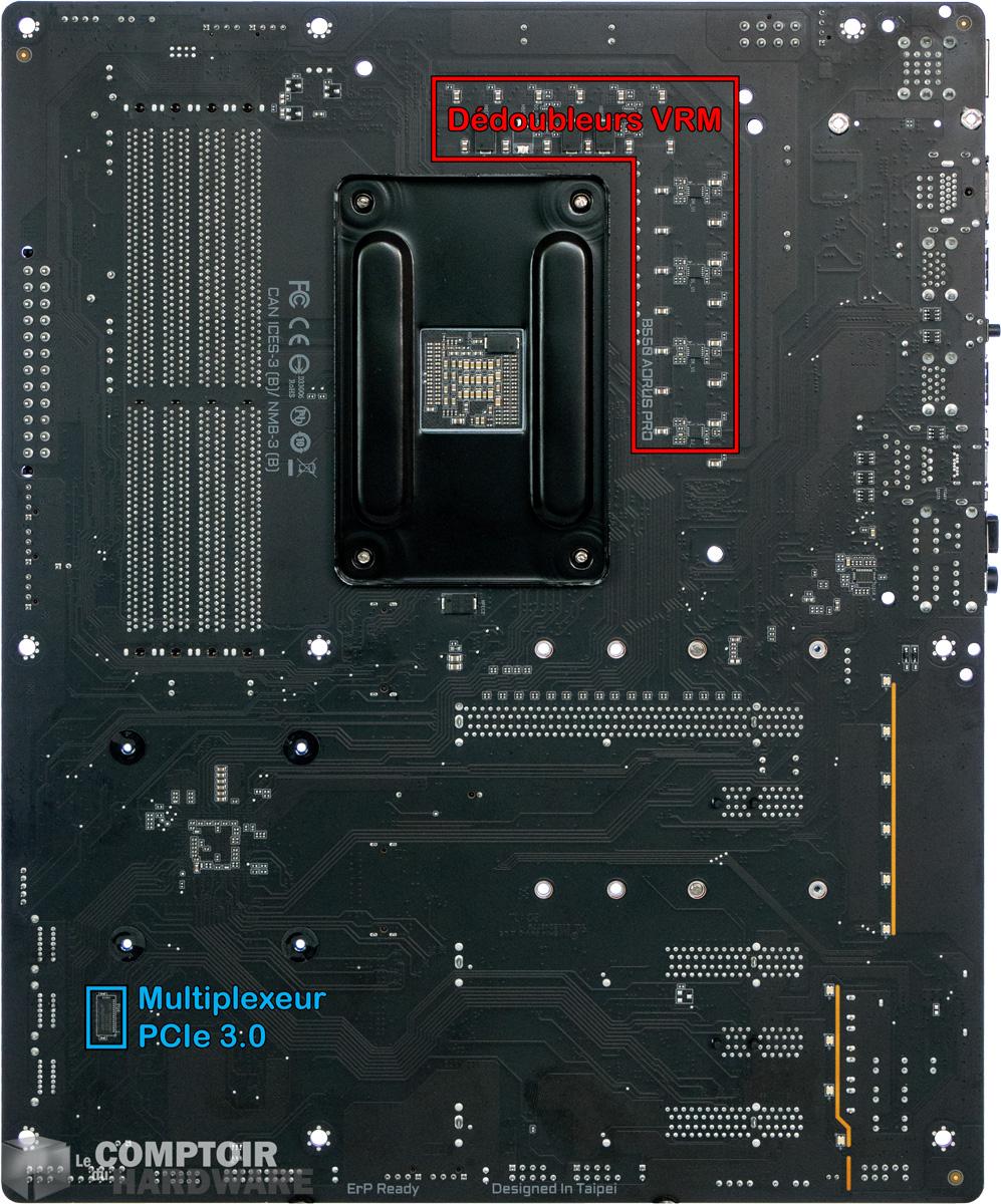 gigabyte aorus b550 pro - analyse détaillée du PCB : face arrière