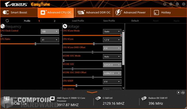 gigabyte aorus b550i pro ax - logiciels : gestion de l'oc [cliquer pour agrandir]