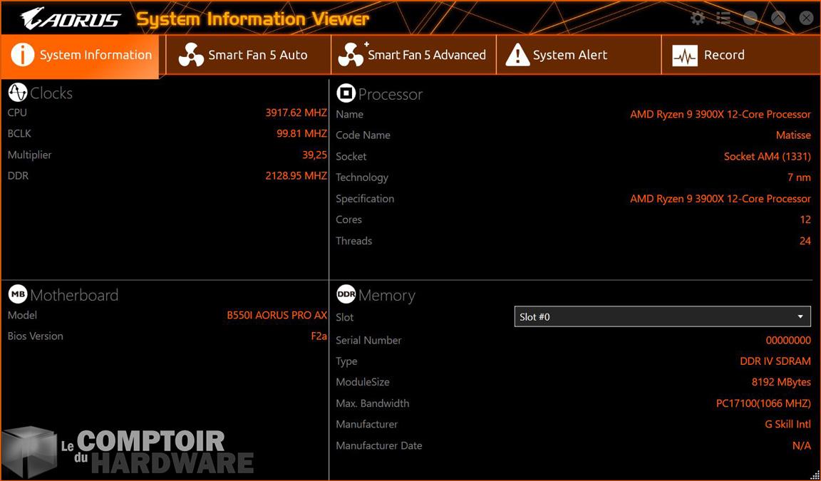 gigabyte aorus b550i pro ax - logiciels : monitoring