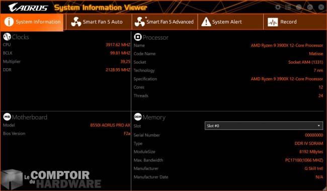 gigabyte aorus b550i pro ax - logiciels : monitoring [cliquer pour agrandir]