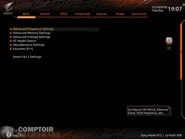 aorus z390 master bios - gestion de l'oc [cliquer pour agrandir]