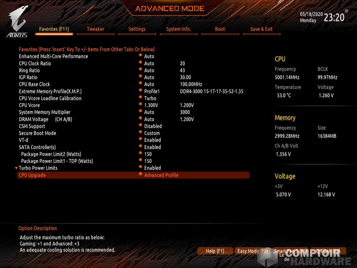 gigabyte z490 aorus elite ac - bios en version advanced