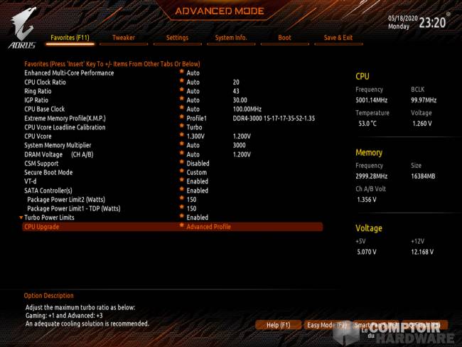 gigabyte z490 aorus elite ac - bios en version advanced [cliquer pour agrandir]