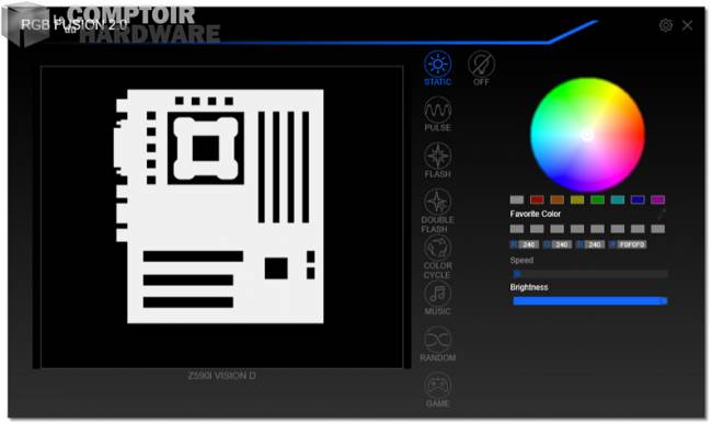 gigabyte z590i vision d - logiciel : RGB Fusion [cliquer pour agrandir]