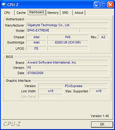 gigabyte ep45 extreme test puissance pc cpuz