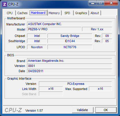 CPU-Z Asus P8Z68-V Pro