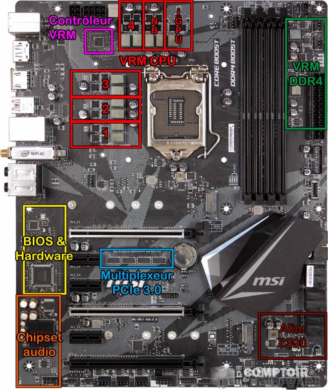 msi mpg z390 gaming edge ac - analyse du PCB [cliquer pour agrandir]