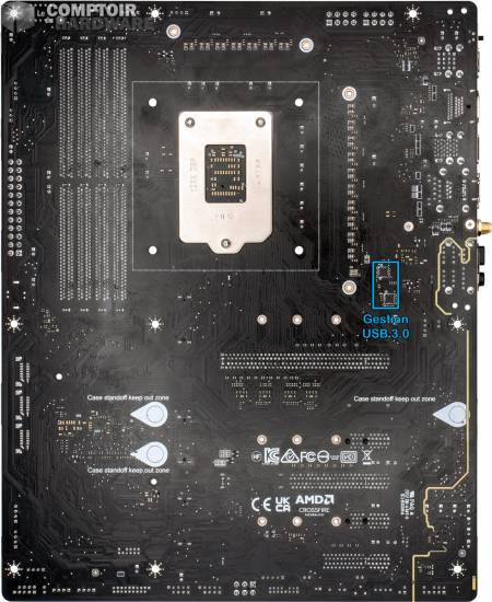 msi mpg z590 gaming carbon wifi - vue détaillée du PCB : face arrière [cliquer pour agrandir]