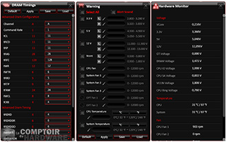 Timings mémoire, alertes et monitoring [cliquer pour agrandir]