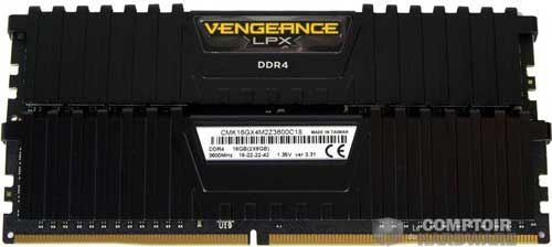 Les 16 Go de Vengeance LPX 3600 MHz cas 18 [cliquer pour agrandir]