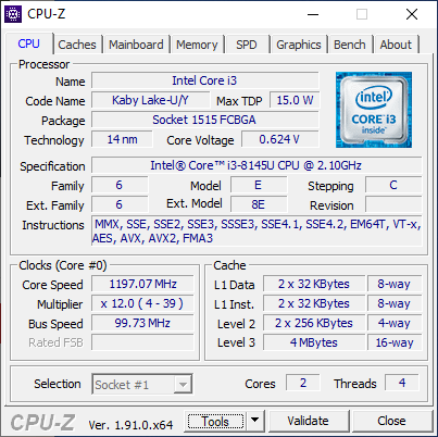 CPU-Z au repos
