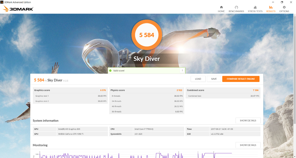 3DMark Sky Diver sur batterie