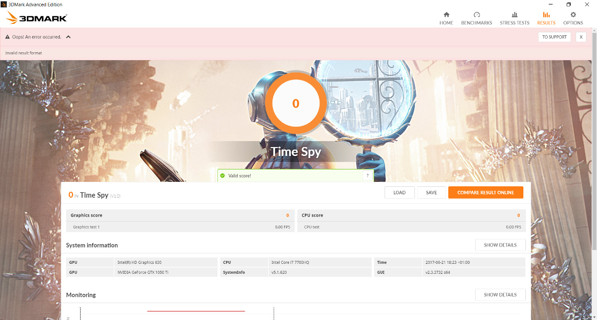 3DMark Time Spy sur batterie