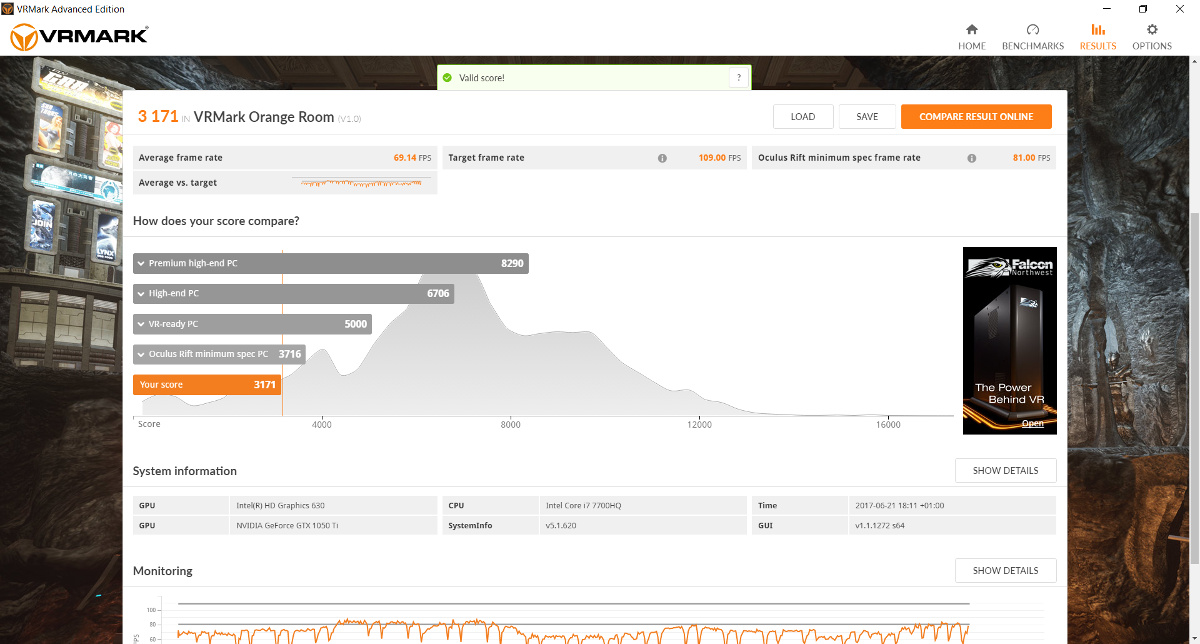 VRMark Orange Room sur batterie