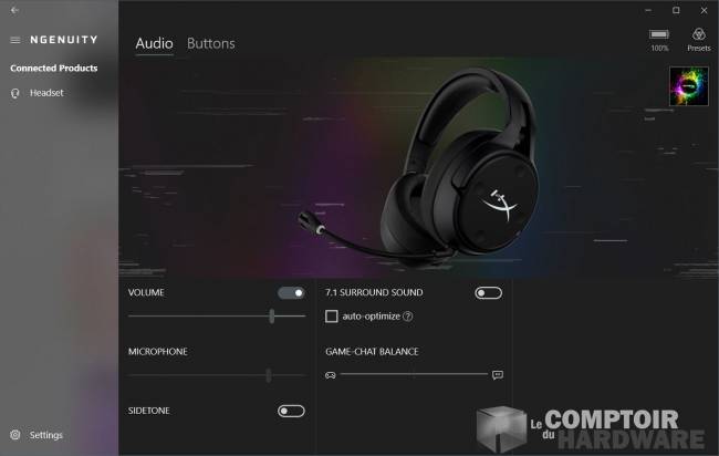 hyperx cloud flight s - logiciel ngenuity [cliquer pour agrandir]