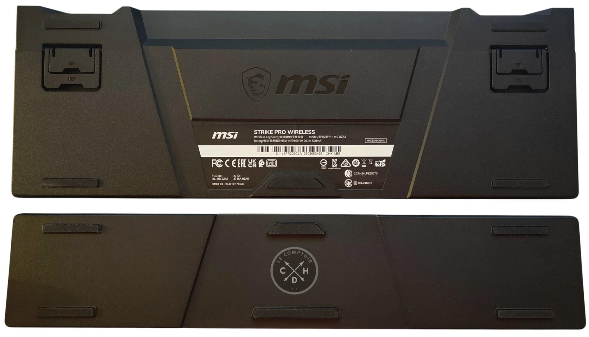 clavier msi strike pro wireless avec repose poignets dessous