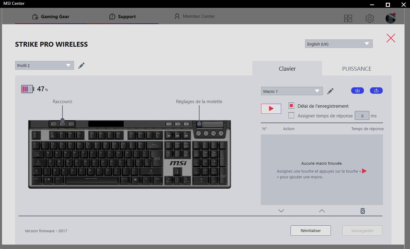 clavier msi strike pro wireless msi center