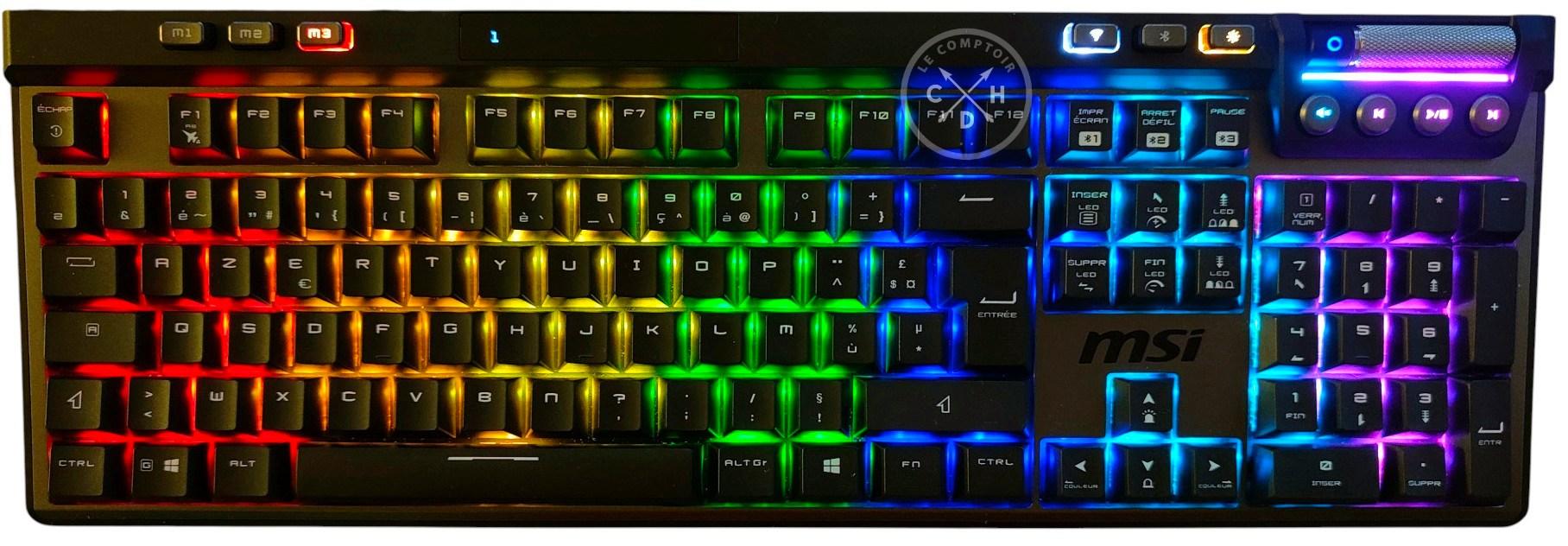 clavier msi strike pro wireless sans repose poignets couleur