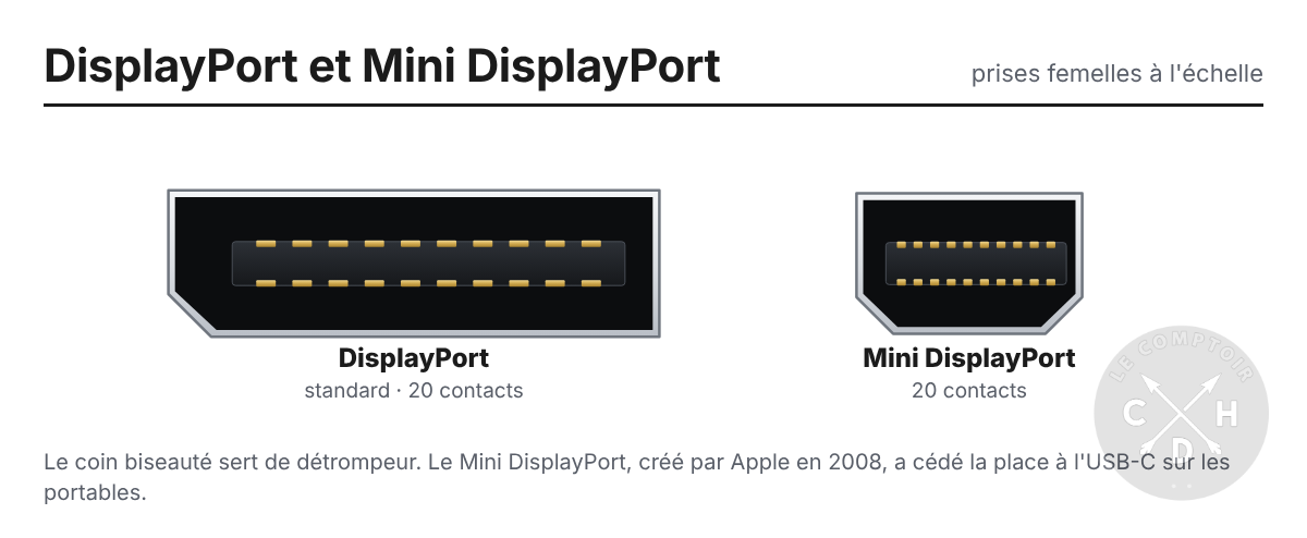 connecteur displayport et mini displayport