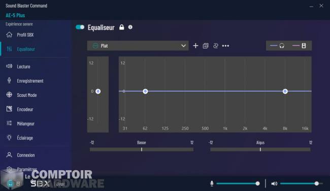 creative sound blasterx ae 5 plus - sound blaster command : égalisateur [cliquer pour agrandir]