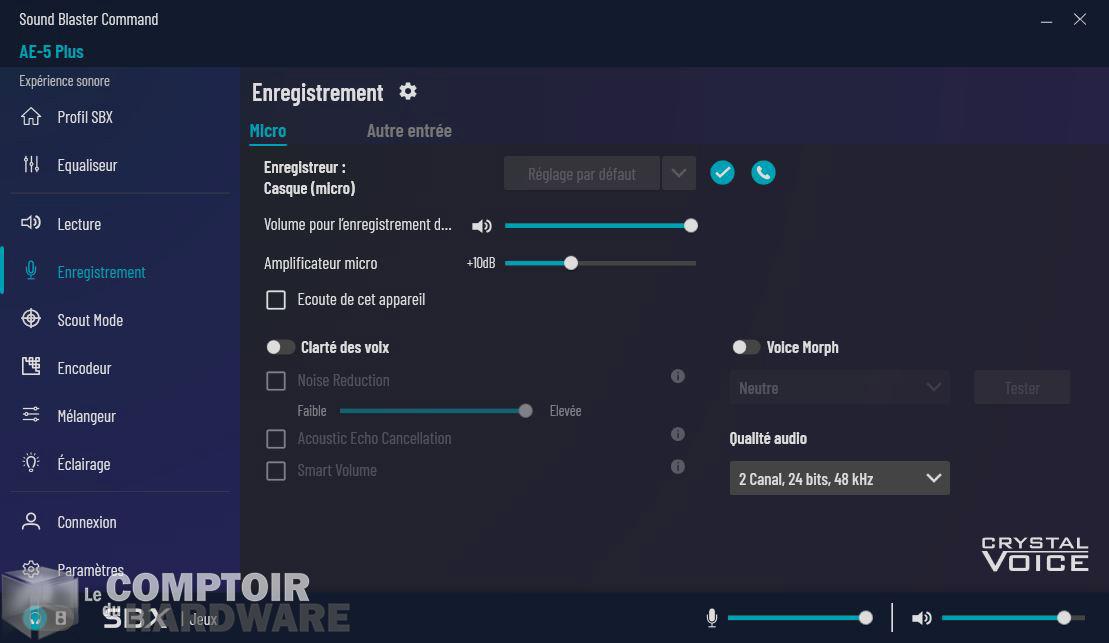 creative sound blasterx ae 5 plus - sound blaster command : gestion des entrées