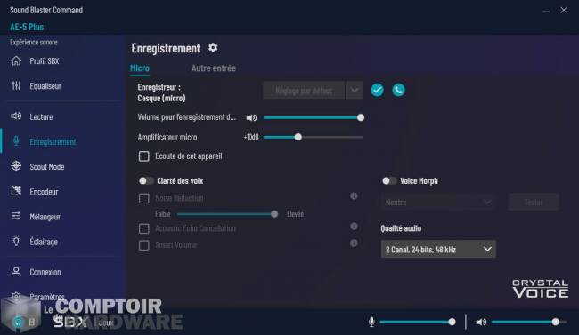 creative sound blasterx ae 5 plus - sound blaster command : gestion des entrées [cliquer pour agrandir]