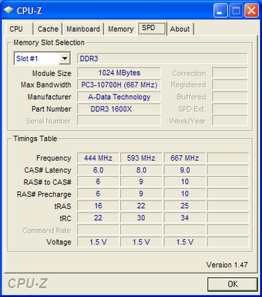 comparo ddr3 puissance-pc cpuz adata 2go [cliquer pour agrandir]