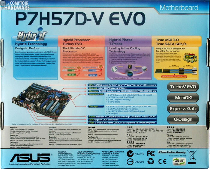 asus p7h57d v evo box dessous