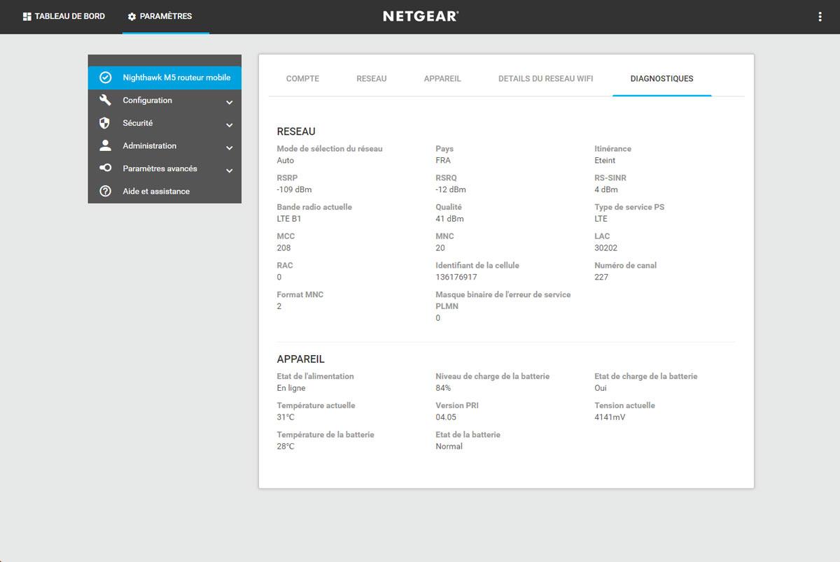 m5 interface web / infos & diags