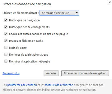 Suppression des Cookies sur Chrome