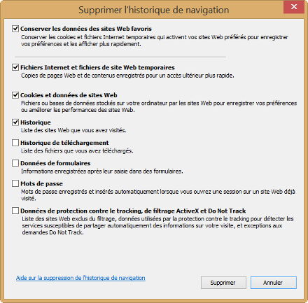 Suppression des Cookies sur Internet Explorer